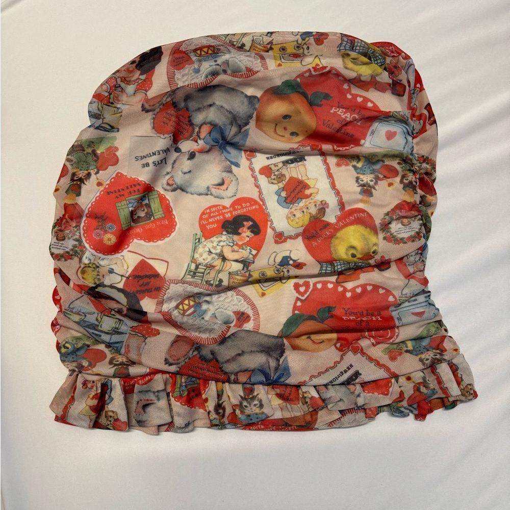 Vintage Print Ruffled Skretchy Skirt